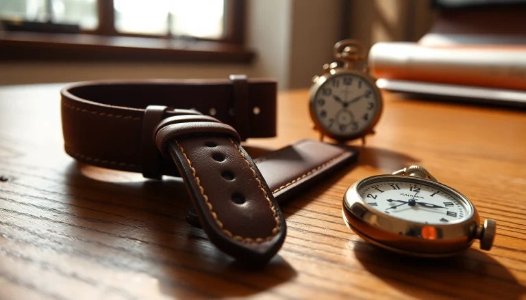 Showcase of a high-quality leather watch strap with intricate details and a vintage vibe.