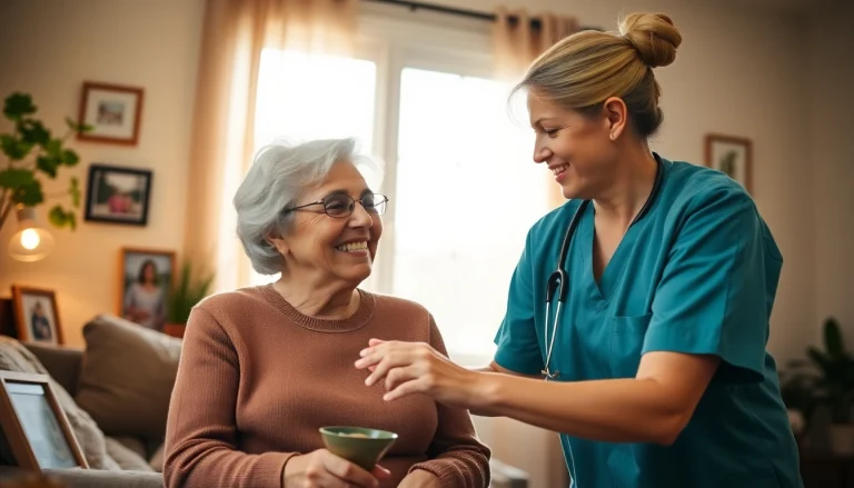 Engaging caregiver assisting a senior in home setting emphasizing senior care austin tx.