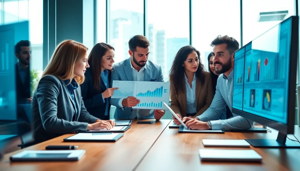 Analyzing competitive intelligence in a collaborative office environment with dynamic visuals.