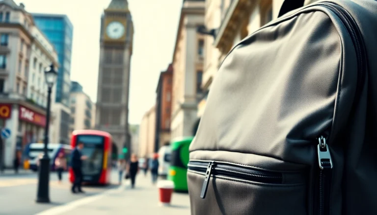 Showcase of a stylish London Backpack brand designed for urban explorers.
