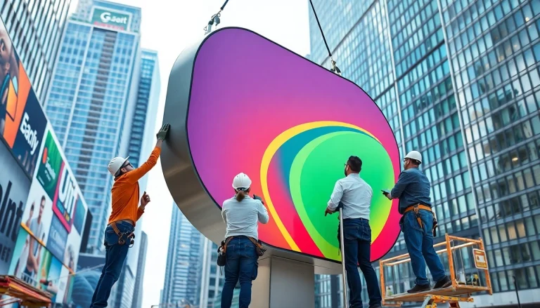 Efficient sign installation services showcased by a professional team in action.