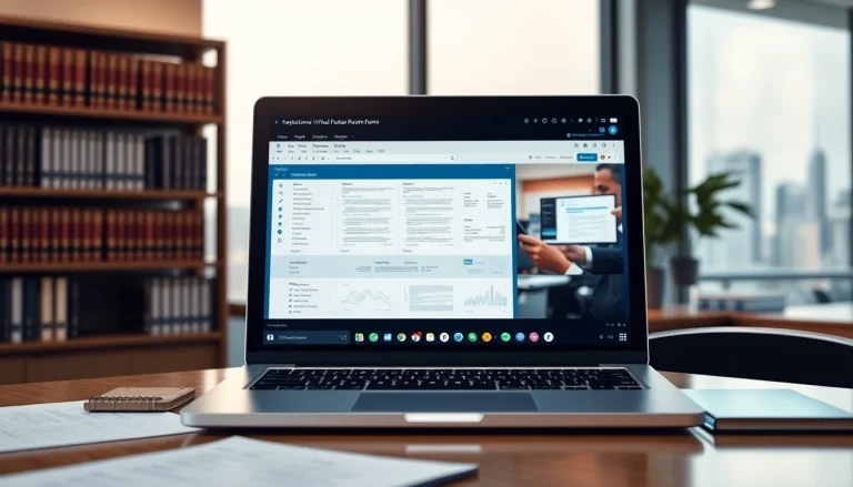 Datenraum Management Werkzeug auf Laptop für sicheres Dokumentenmanagement.