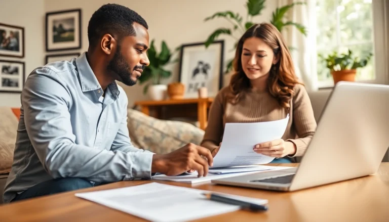 Sell my house fast okc consultation between an agent and homeowner in comfortable living space.