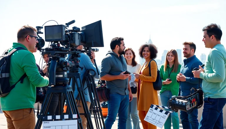 Dynamic outdoor video shoot highlighting edmonton production companies with diverse crew and actors.