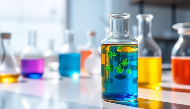 Experimenting with infusion resins in a professional laboratory setting with vibrant colors.