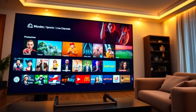 Comprar Listas IPTV en una interfaz moderna de servicio IPTV mostrando contenido diverso