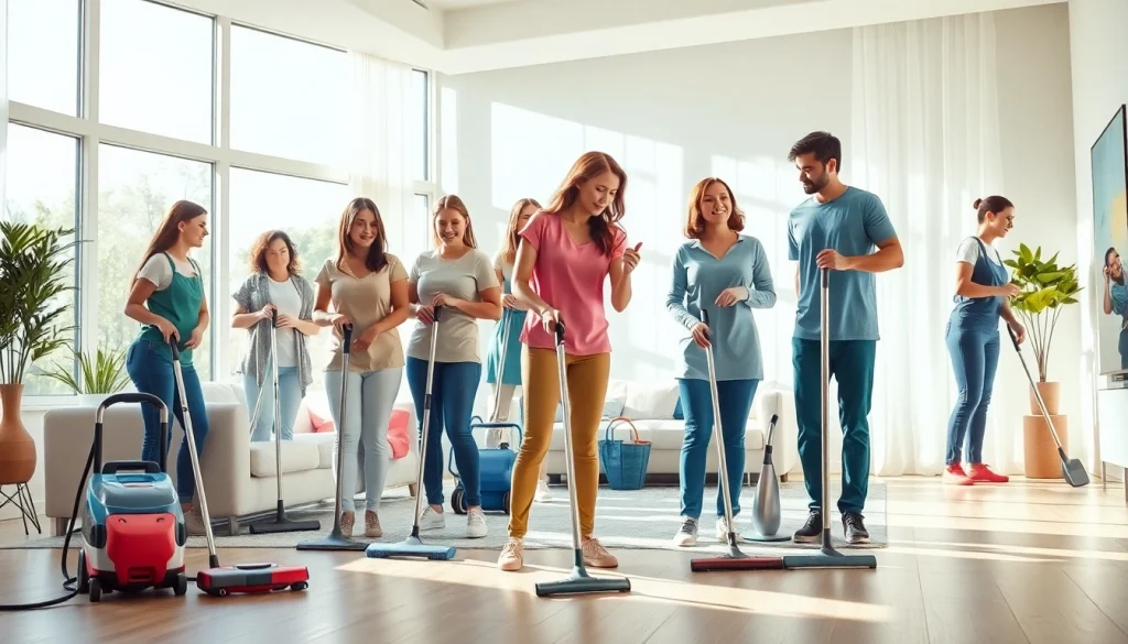 Transform your home with our expert cleaning service near me, showcasing a dedicated team in action.