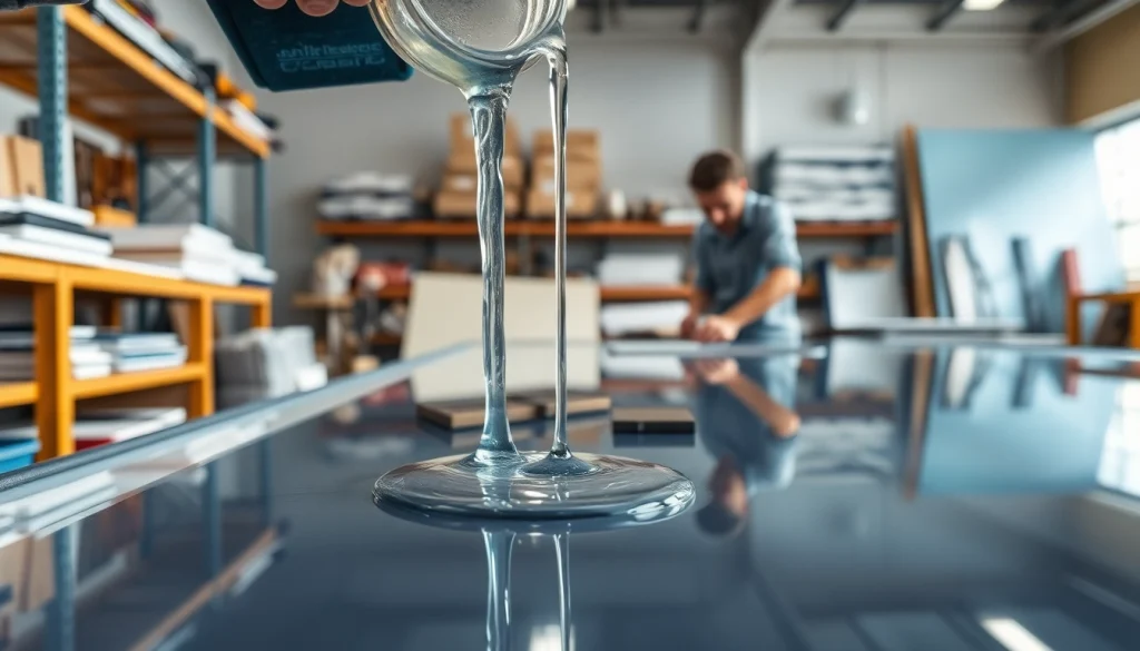 Craftsman applying laminating resin to fiberglass materials in a workshop setting.