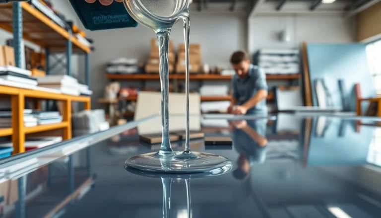 Craftsman applying laminating resin to fiberglass materials in a workshop setting.