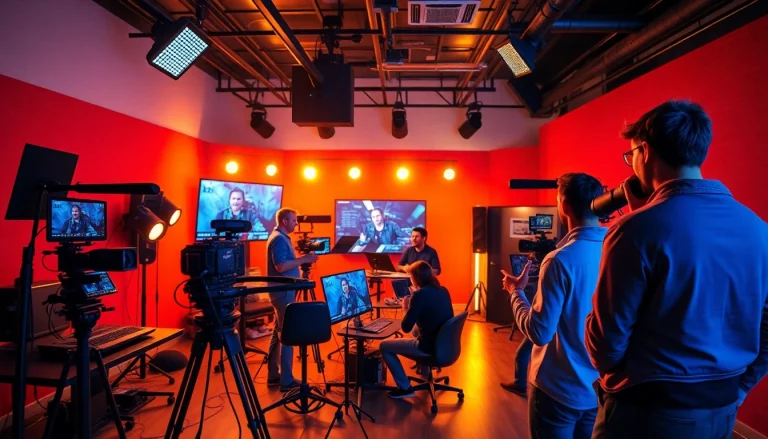 Innovative 영상업체 showcasing a vibrant video production studio with professionals at work.