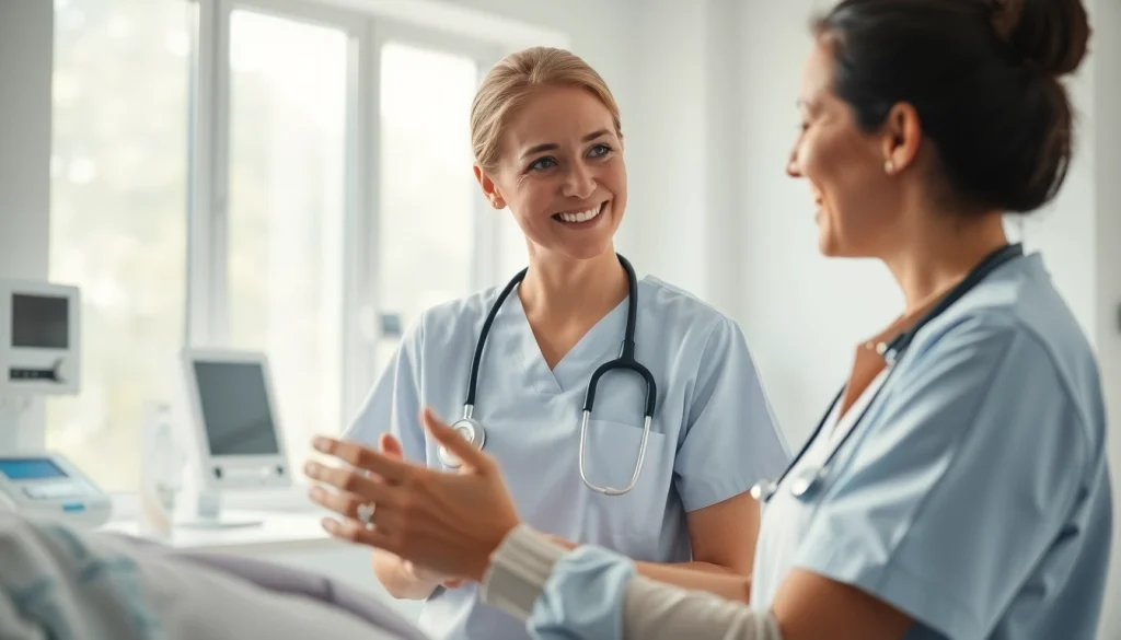 Highlighting the Alabama Board of Nursing and a professional nurse providing compassionate care to a patient