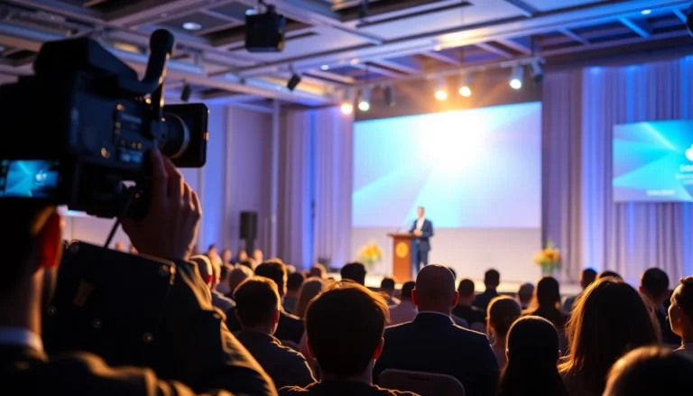 Capturing the atmosphere at a Miami Corporate Event Videography Photography session during a keynote presentation.