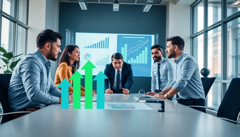 Analyze competitive intelligence strategies collaboratively in a modern office setting.