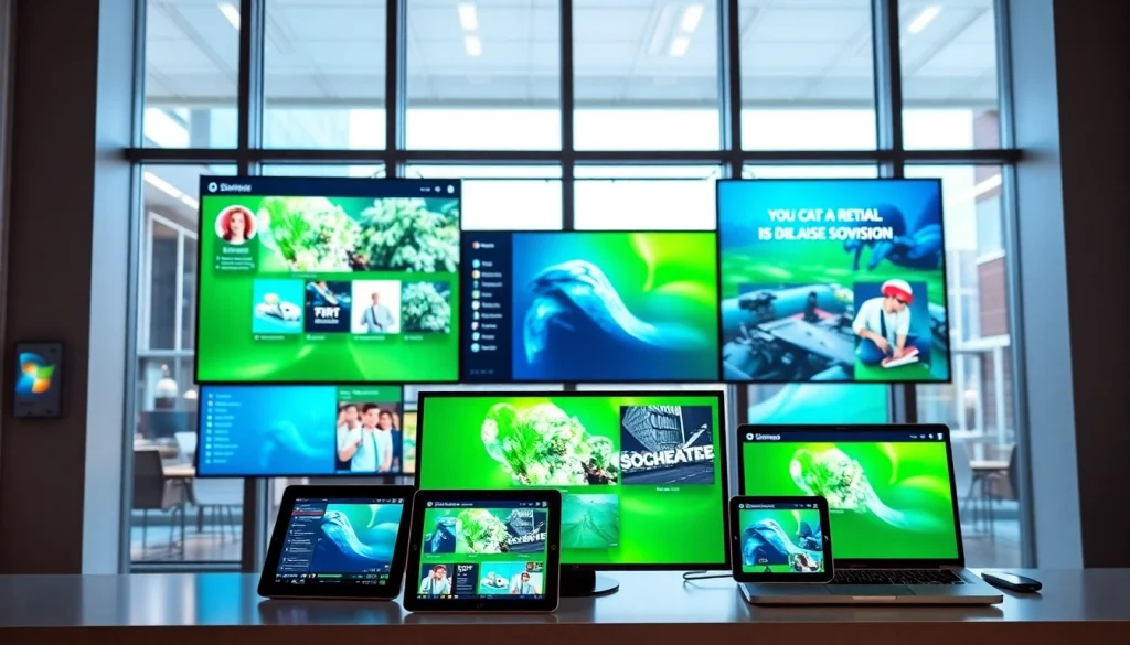 Get started with a Free signage platform for businesses showcasing digital content in a modern office.
