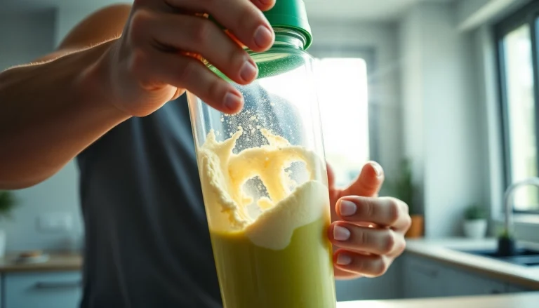 Protein Powder kullanarak sağlıklı bir yaşam tarzı için karıştırma anı.