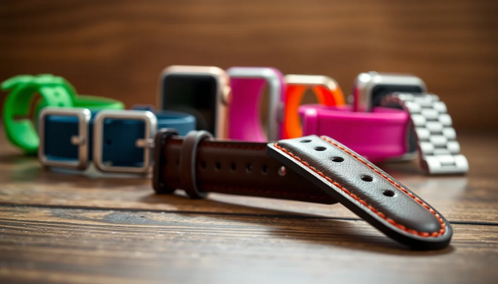 Showcasing exquisite watch bands showcasing leather craftsmanship and vibrant textures for style.