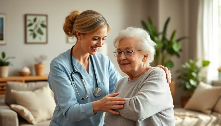 Engaging moment between senior caregivers austin tx and an elderly client in a cozy home environment.