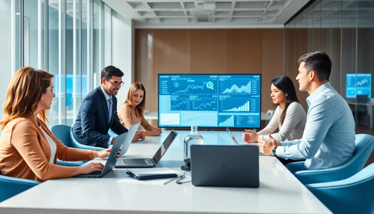 Voorkeursmanaged IT diensten met professionals die samenwerken in een moderne kantooromgeving.