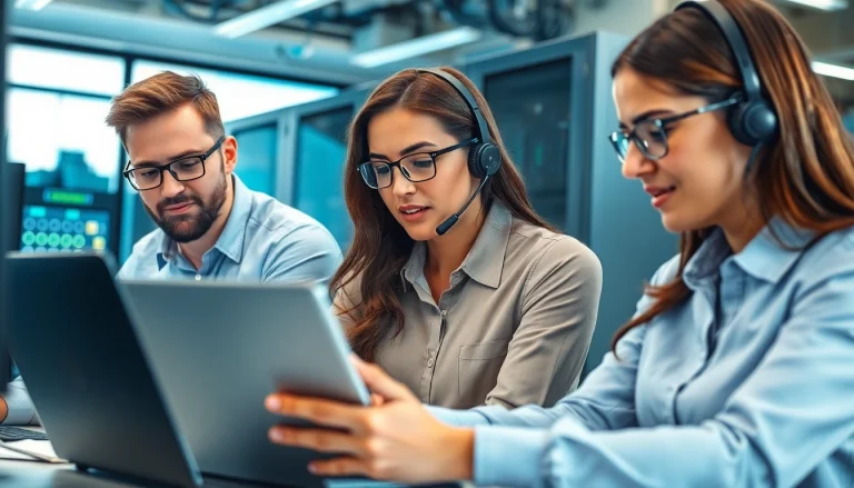 Resolve technical issues efficiently with our expert IT support service team collaborating in a modern office.