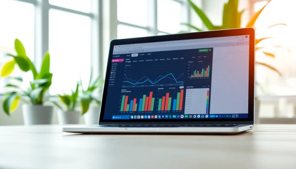 Engaged professional optimizing social media and blog automation strategies in a vibrant office.