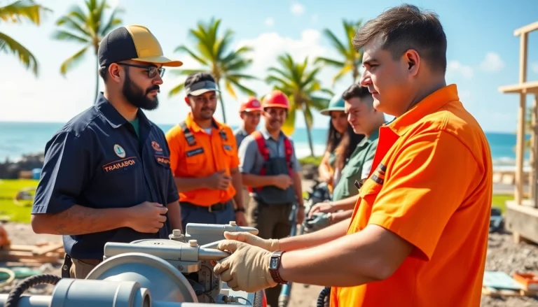 Students collaboratively learn hands-on skills at hawaii trade schools with vibrant surroundings.