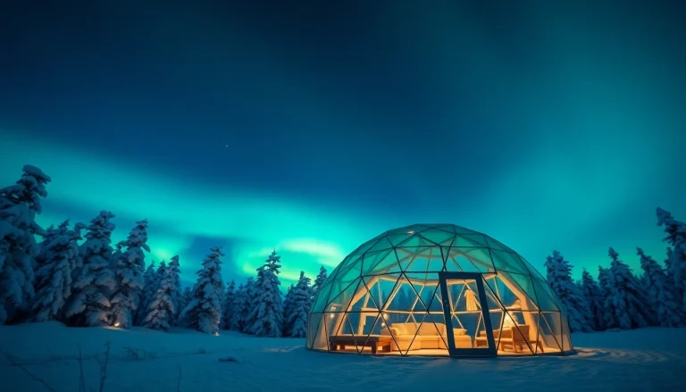 Experience the beauty of an Igloo hotel finland under the Northern Lights, offering a unique stay.