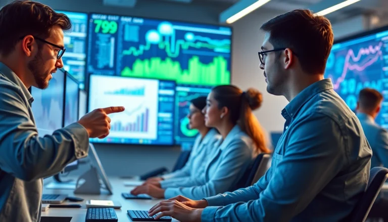 Visualize Data anomaly detection as a team interprets data anomalies on advanced screens.