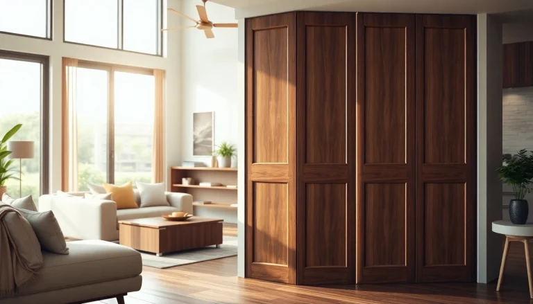 Enhance your space with beautiful tambour panels showcasing a modern design in a cozy setting.