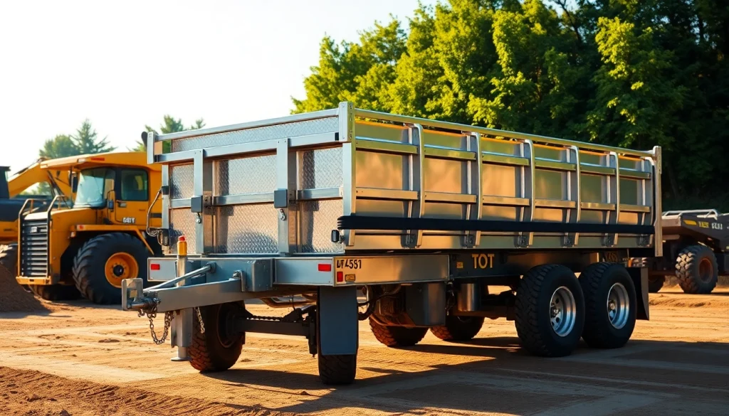 Hydraulic dump trailers for sale showcased in an outdoor construction setting, highlighting their robust design.