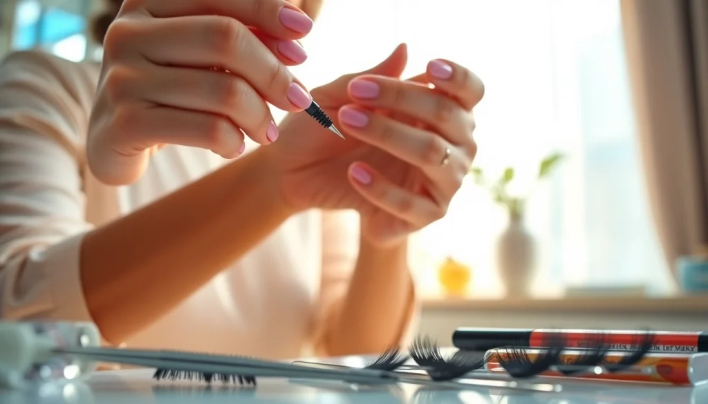 Expert demonstrating Lash Course techniques with precision in a bright salon.