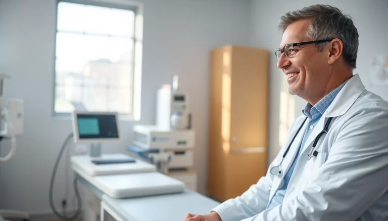 Primary care physician las vegas treating a patient with a compassionate smile in a modern clinic.
