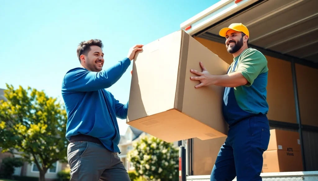 Best moving company in Toronto team lifting boxes with care and professionalism during a sunny move.