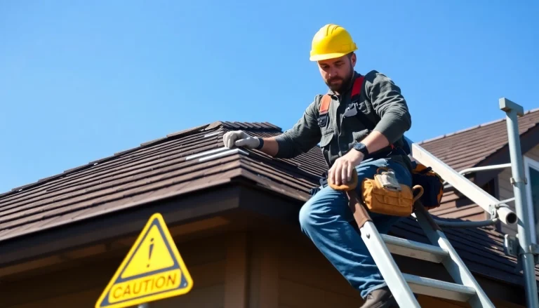 Roof repair Vancouver Wa service in action, showcasing a contractor repairing shingles on a residential home.